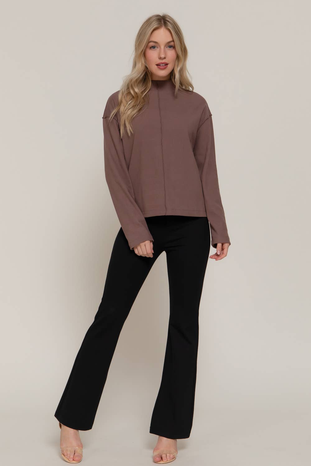 Long Sleeve Visible Overlocked Seams Top
