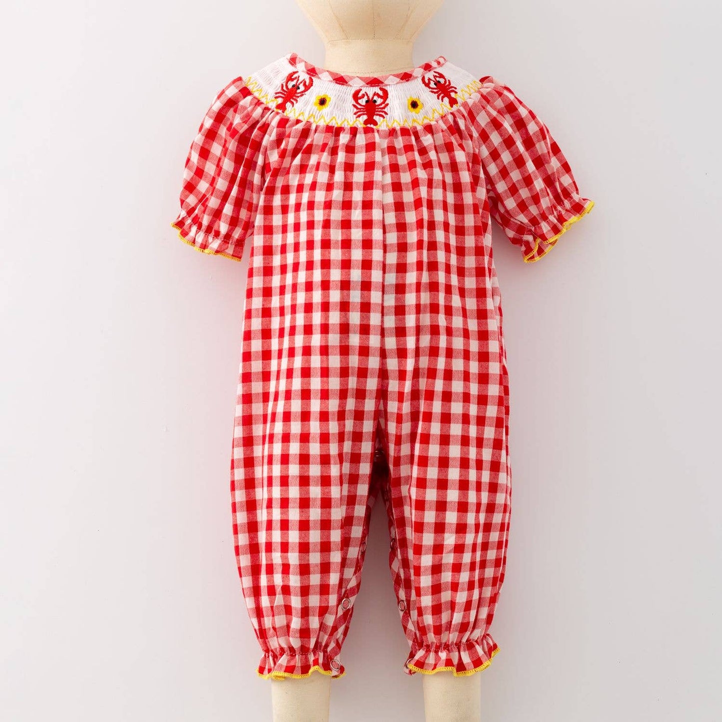 Crawfish Smocked Baby Romper