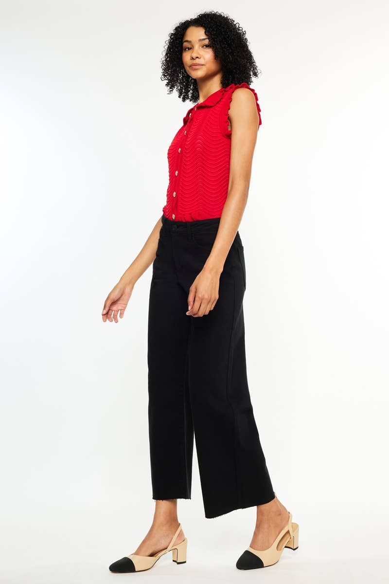HIGH RISE CROP WIDE LEG JEANS