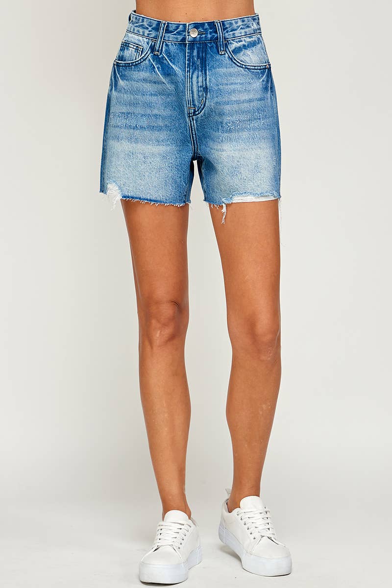 Light Wash - High Rise Denim Shorts