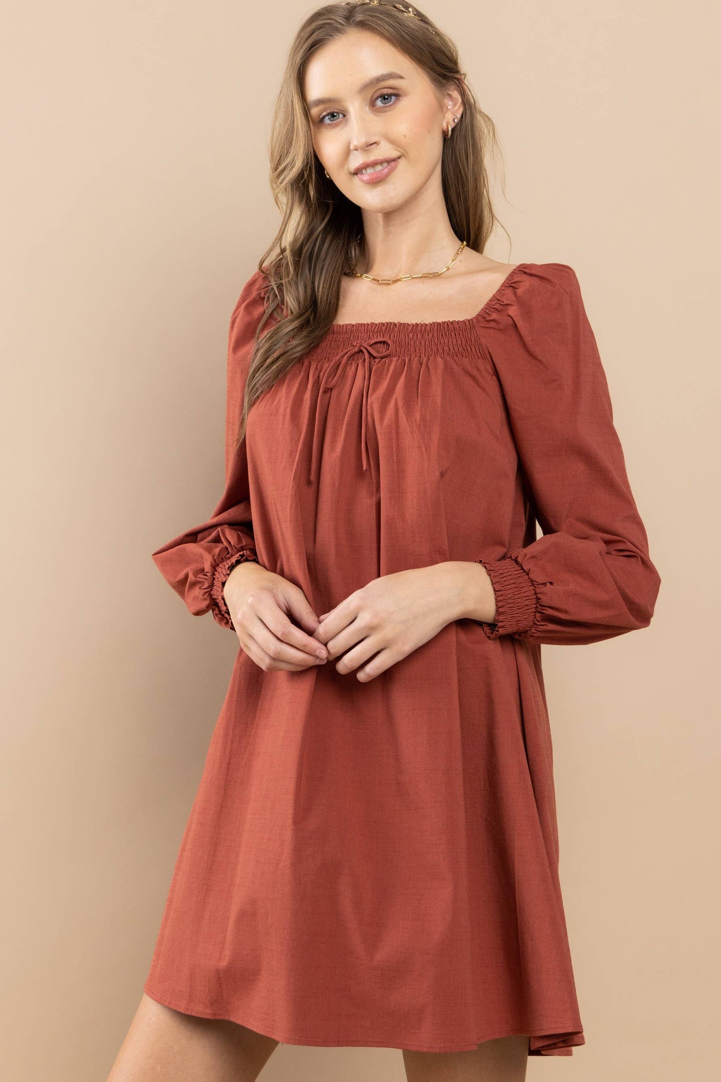 Smocked On-Off Shoulder Dress