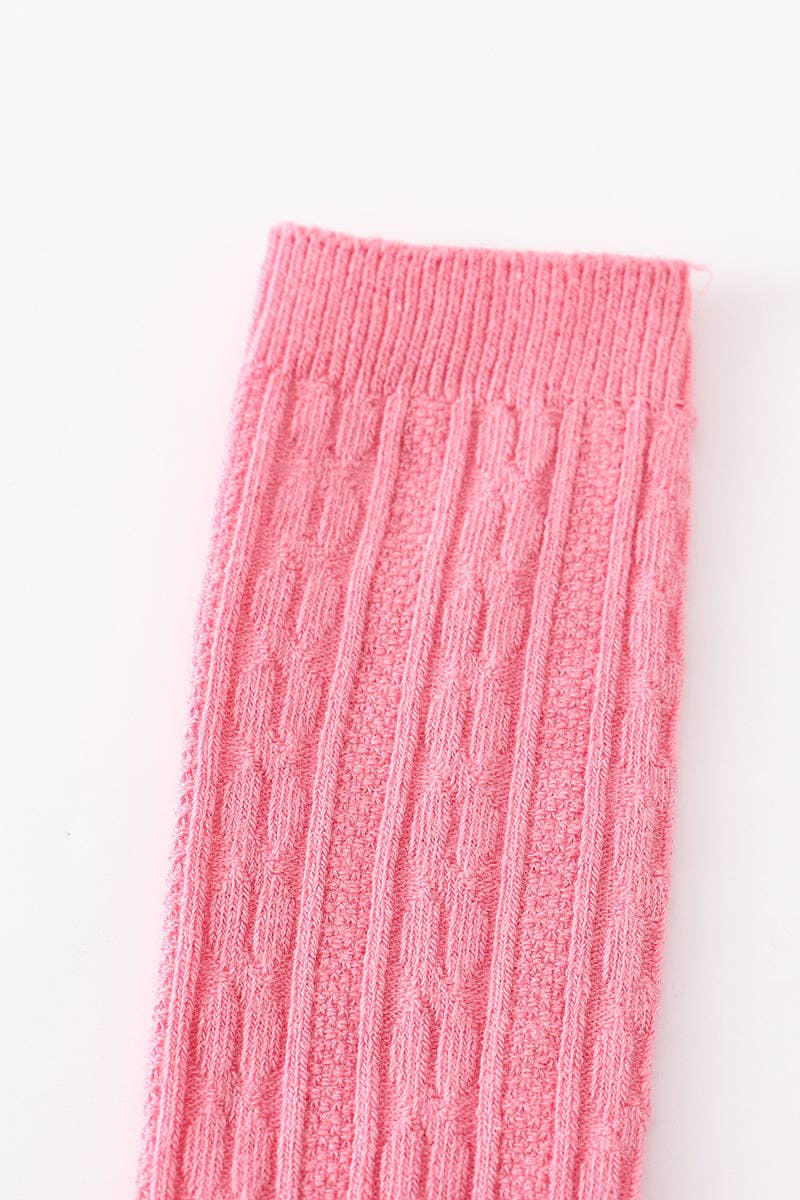 Pink knit knee high sock