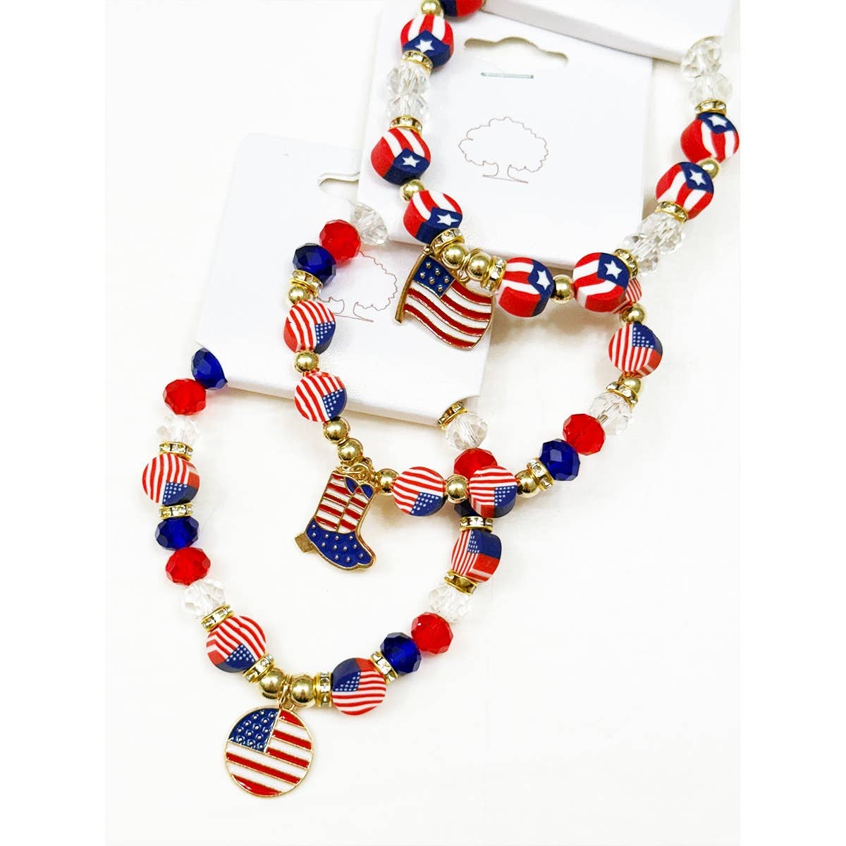 Beaded Stretch USA Charm Bracelet