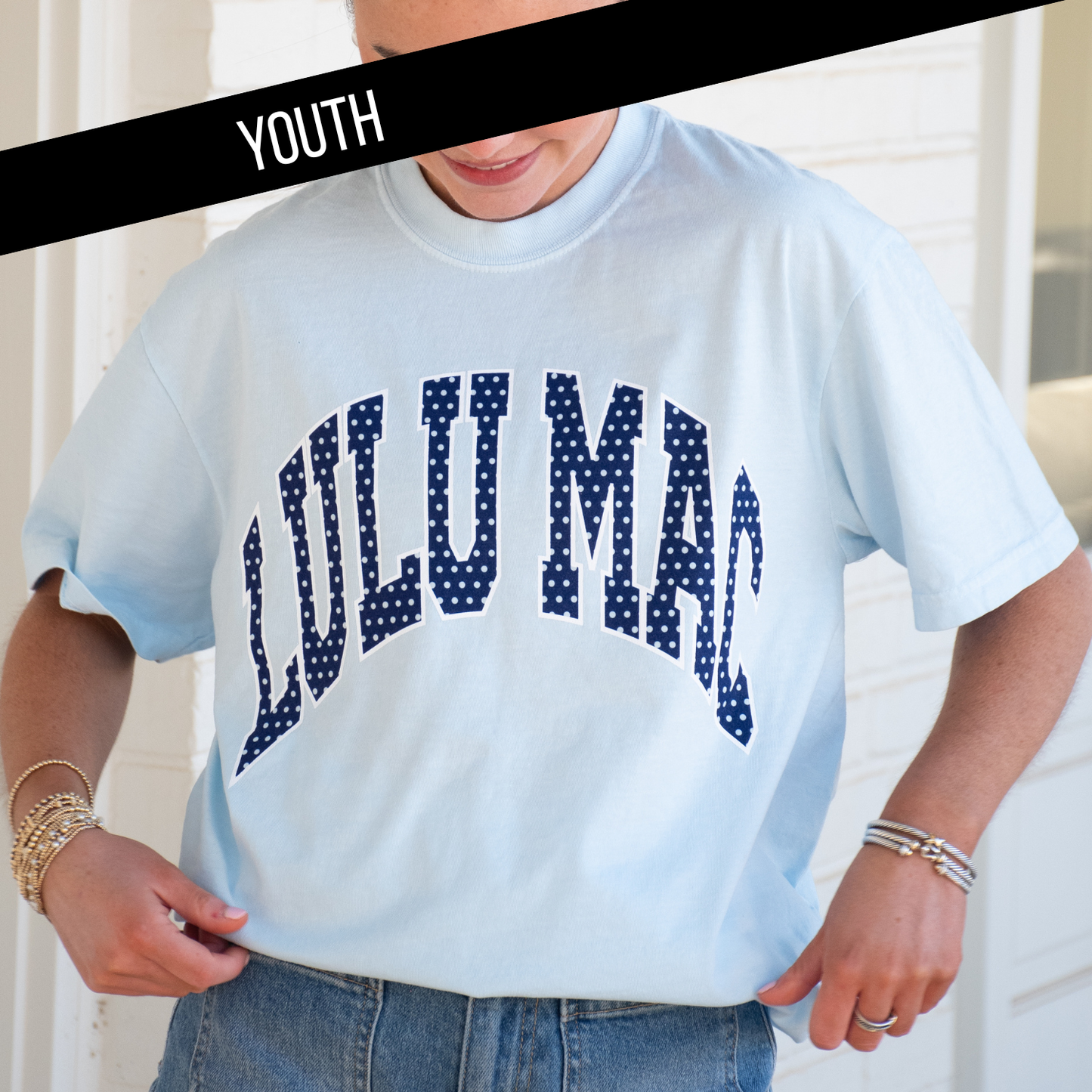 Lulu Mac Dot Chambray Youth Comfort Colors Tee