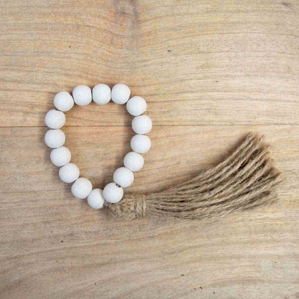 Farmhouse Beaded Napkin Ring White/Natural 4.75"