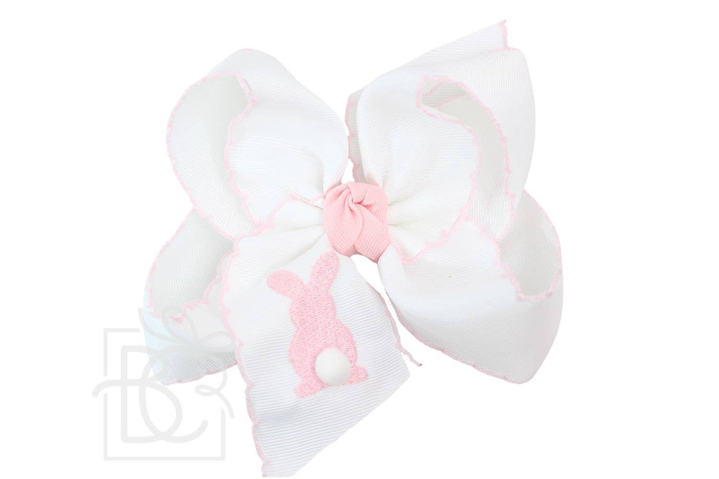 EMBROIDERED EASTER CROCHET EDGE BOWS: 4.5" Large - 1.5" Ribbon on Alligator Clip