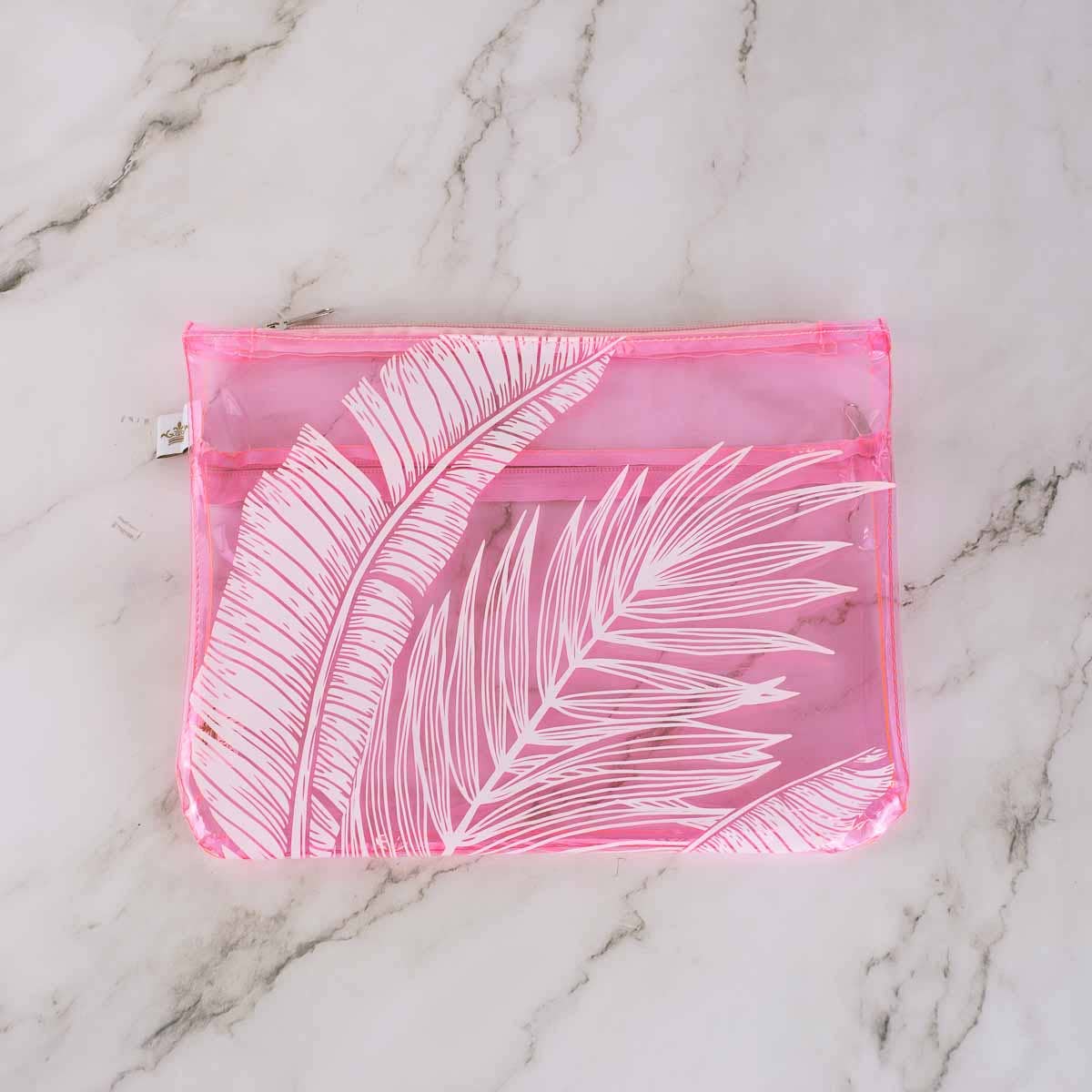 Delmare Palm Palisade Pouch Light Pink 12x9