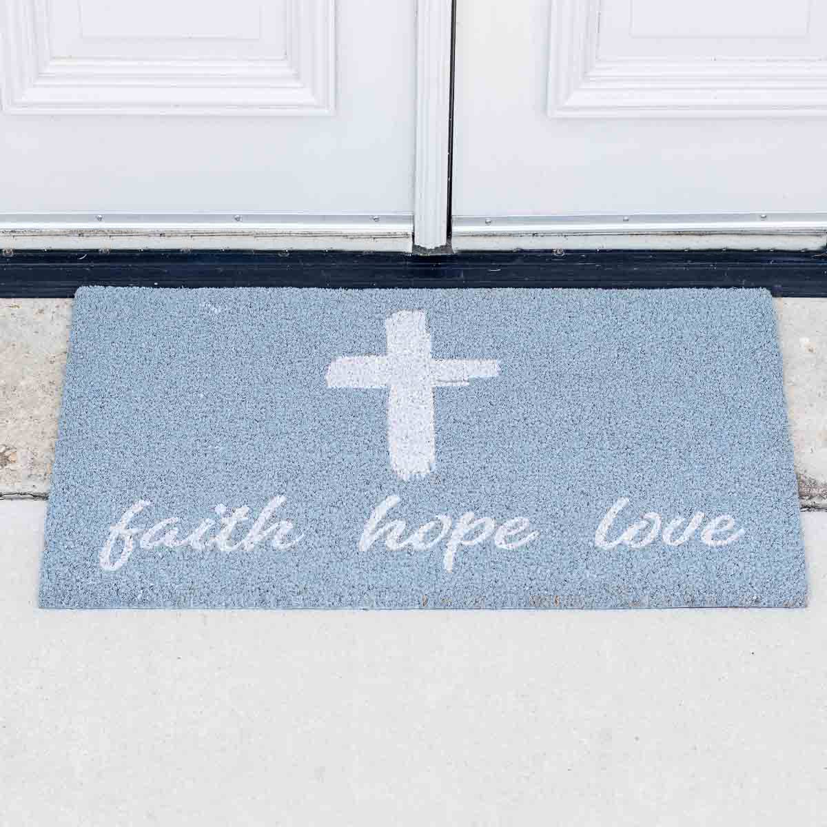 Faith Hope Love Coir Doormat 30x18