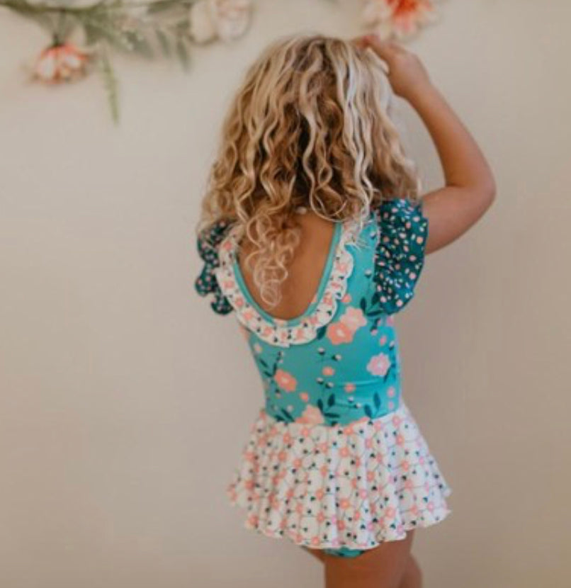 Teal Floral Leotard