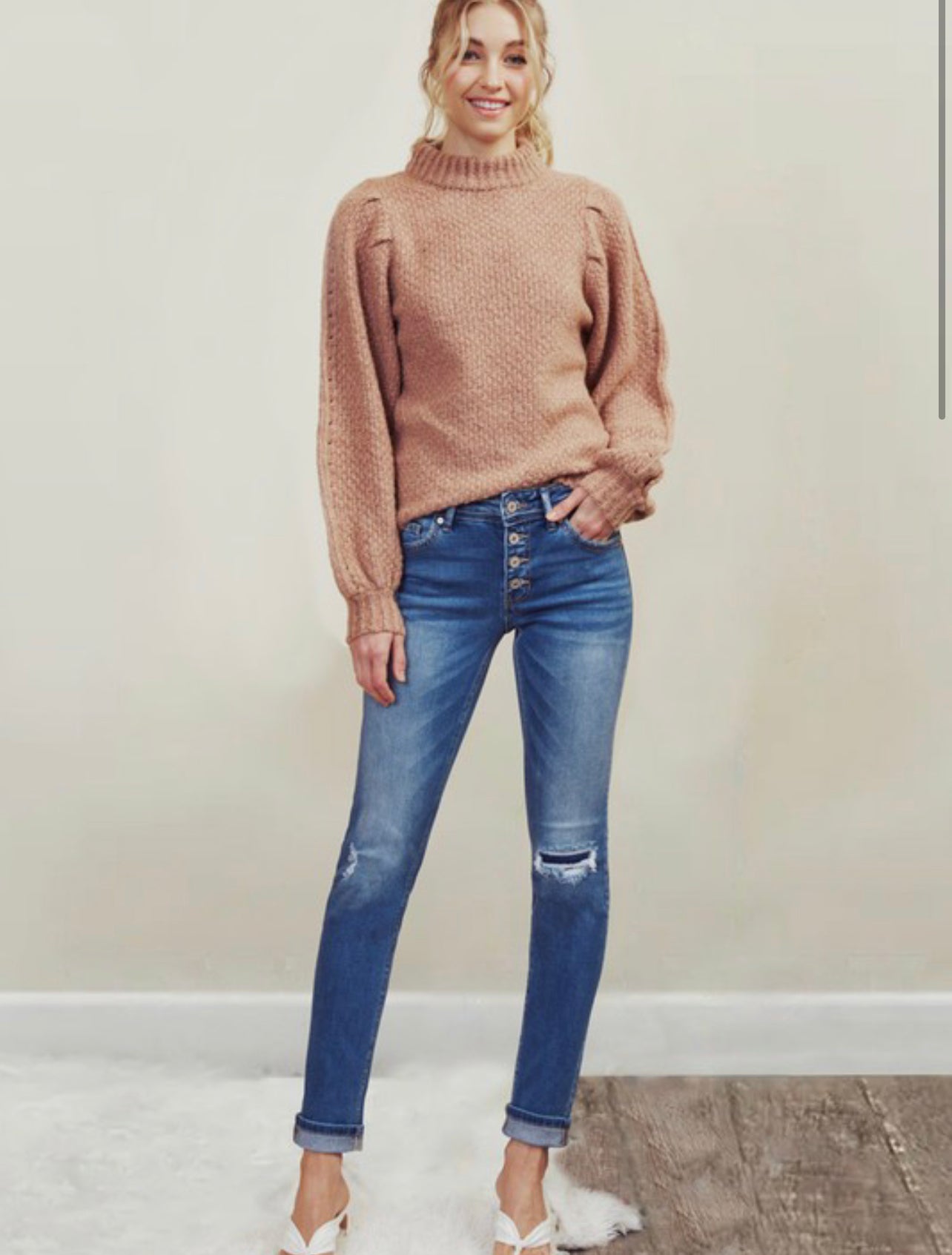 Missy Button Fly Straight Denim 010