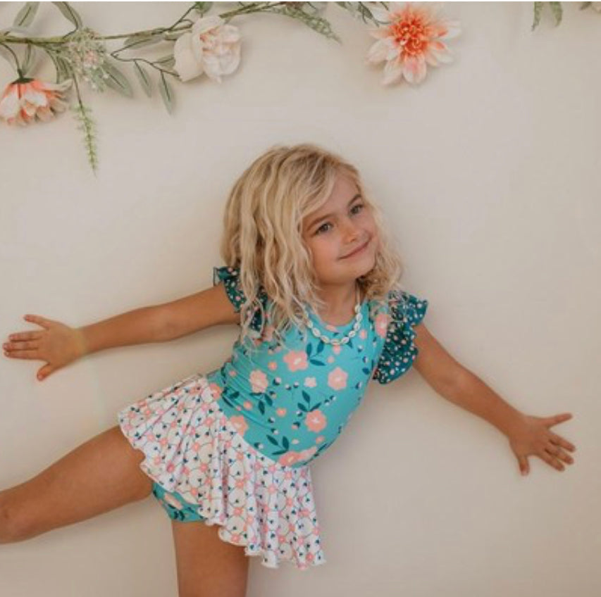 Teal Floral Leotard