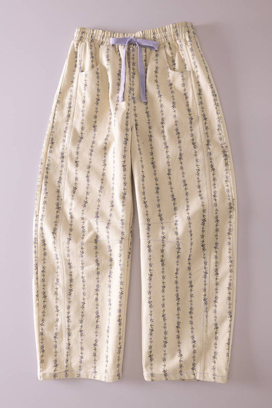 Floral Print Barrel Pants: LAVENDER
