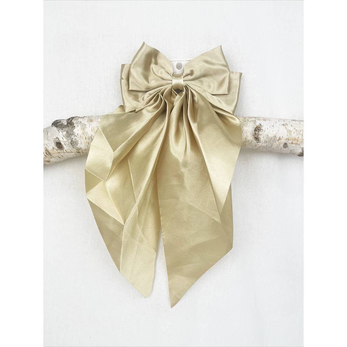 Golden Satin Oversized French Bow Hair Barrettes