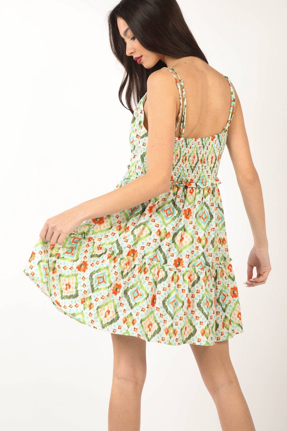 Tunnel Detail Multi Color Printed Mini Dress