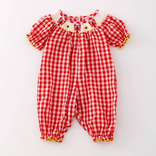 Crawfish Smocked Baby Romper