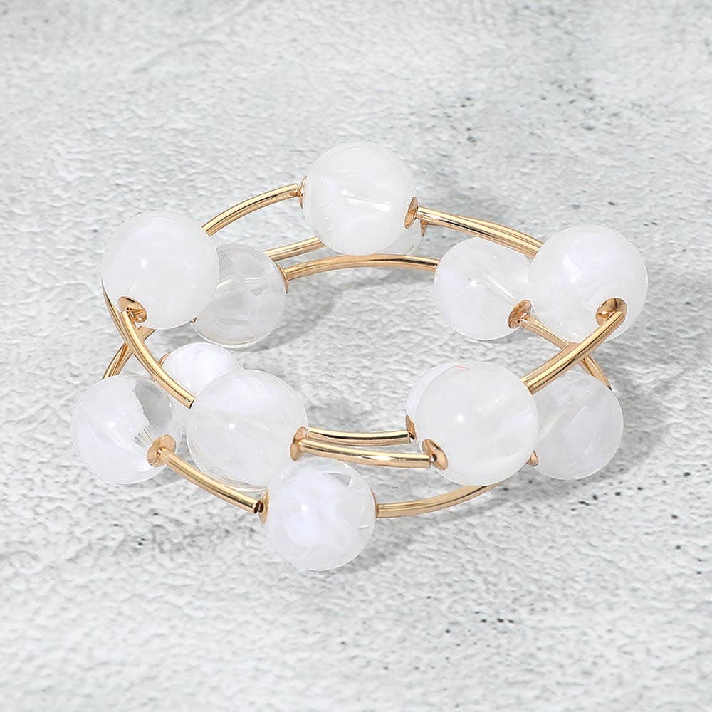 3PCS - Metal Ball Station Stretch Bracelets