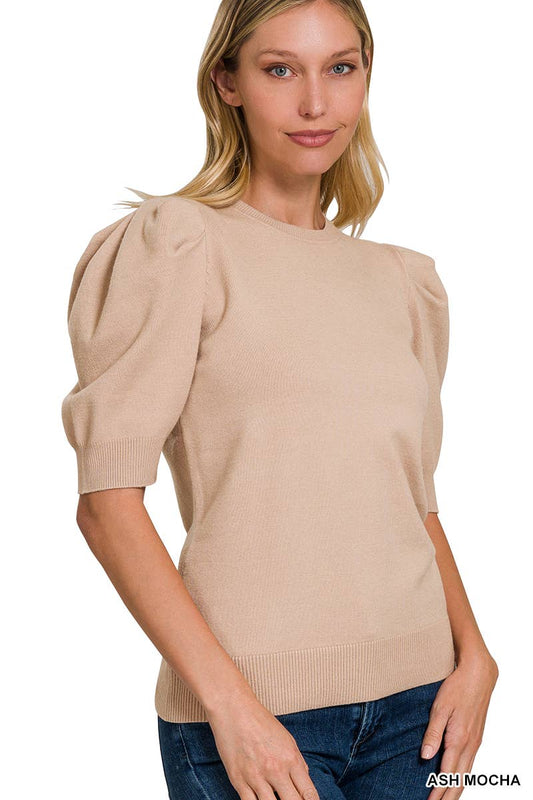 Viscose Puff Short Sleeve Sweater