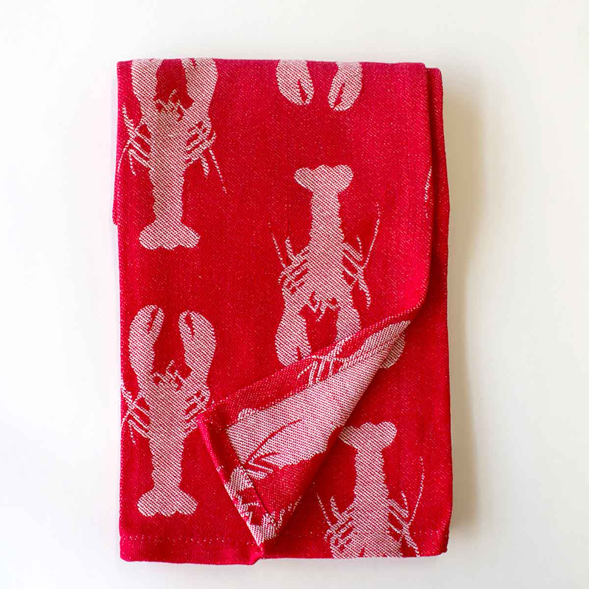 Crawfish Jacquard Hand Towel   Red/White   20x28