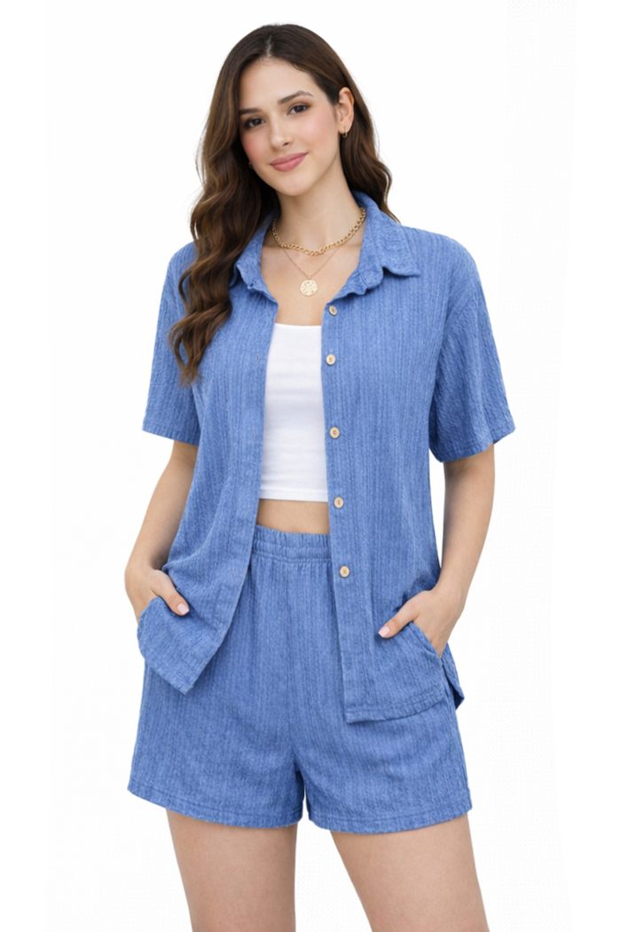 Button down shirt loungewear set