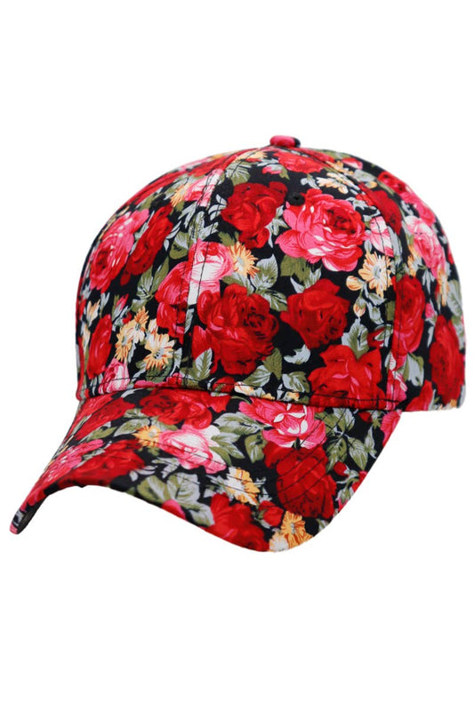 Peony Floral All-Over Cotton Baseball Cap