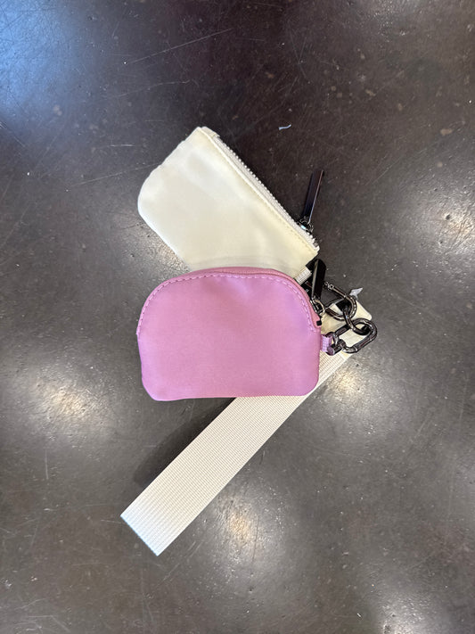 Wristlet Key Chain Double Pouch Cream/Mauve
