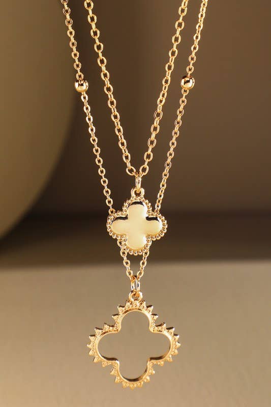 Multi- Strand Clover Pendant Necklace