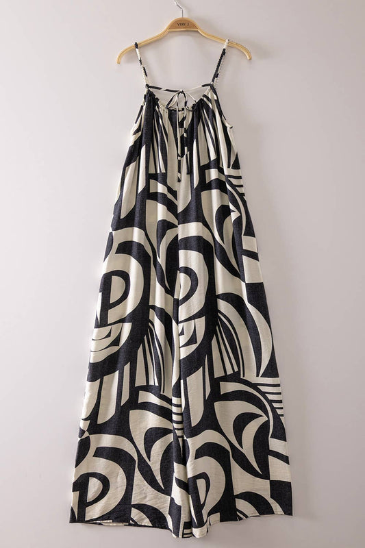 Sleeveless Oversized Woven Print Jumpsuit