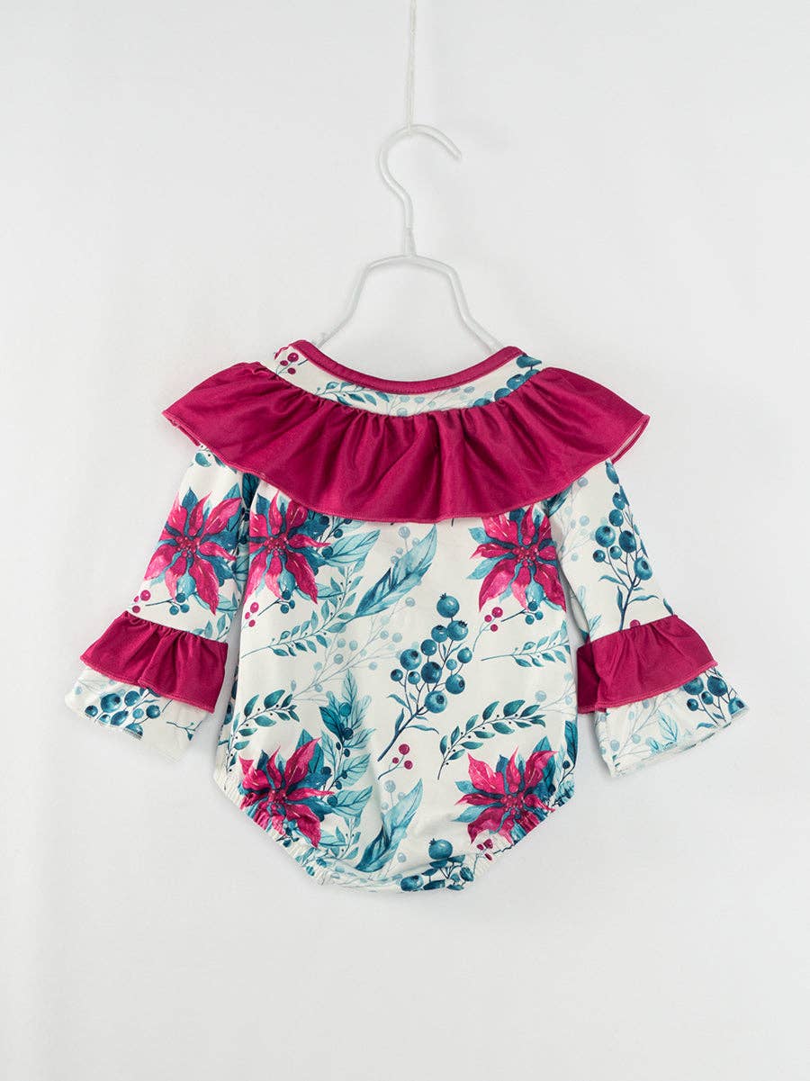 Christmas Flower Ruffle Baby Girl Romper