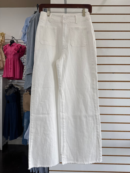 2 POCKET DETAIL WIDE LEG HIGH WAIST PANTS