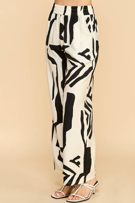 UNIQUE PRINT WIDE LEG PANTS