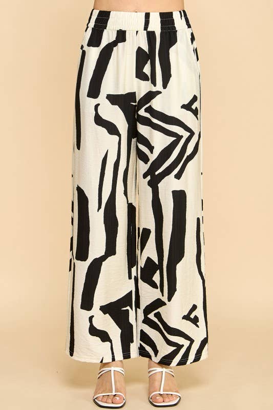UNIQUE PRINT WIDE LEG PANTS