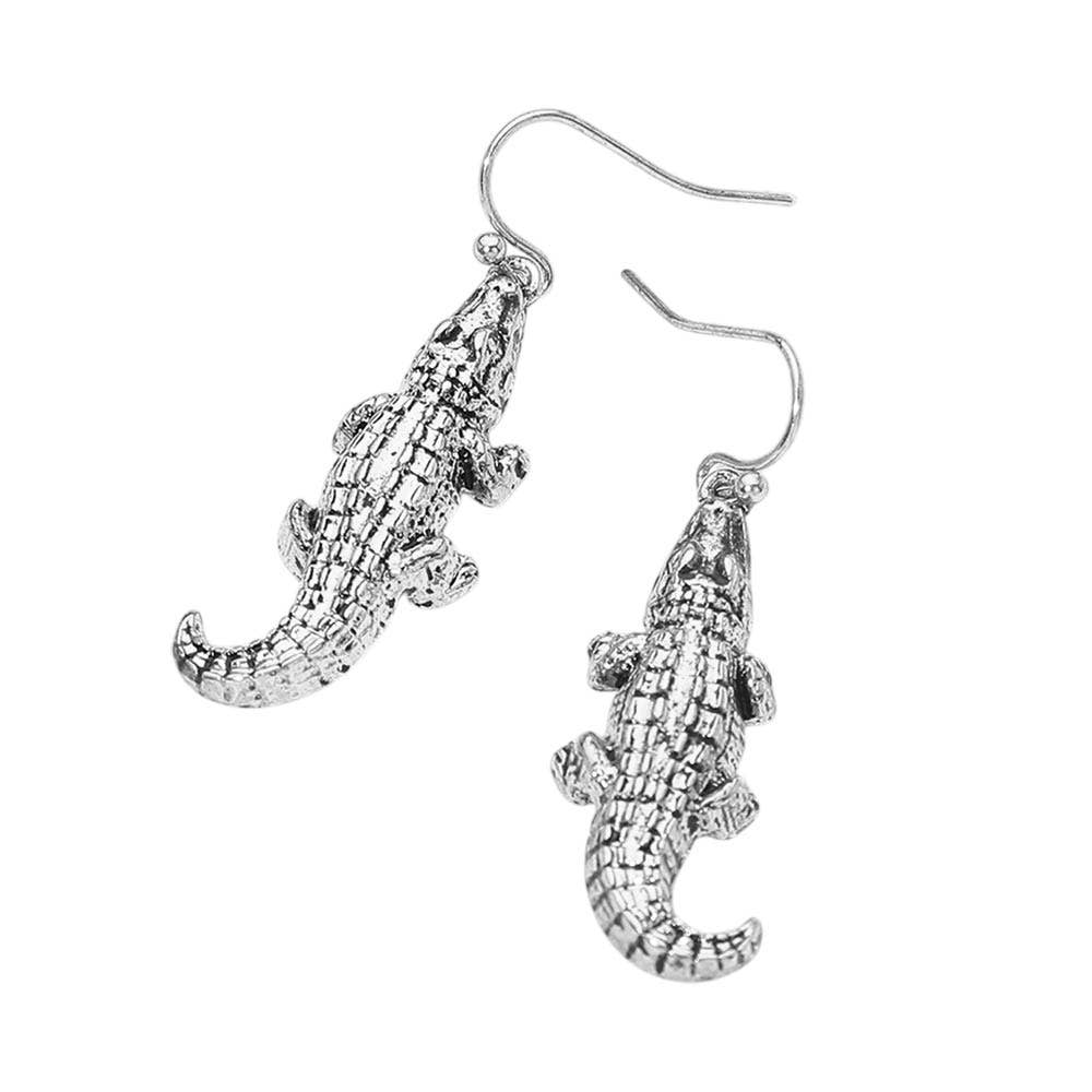 Metal Alligator Charm Drop Earrings