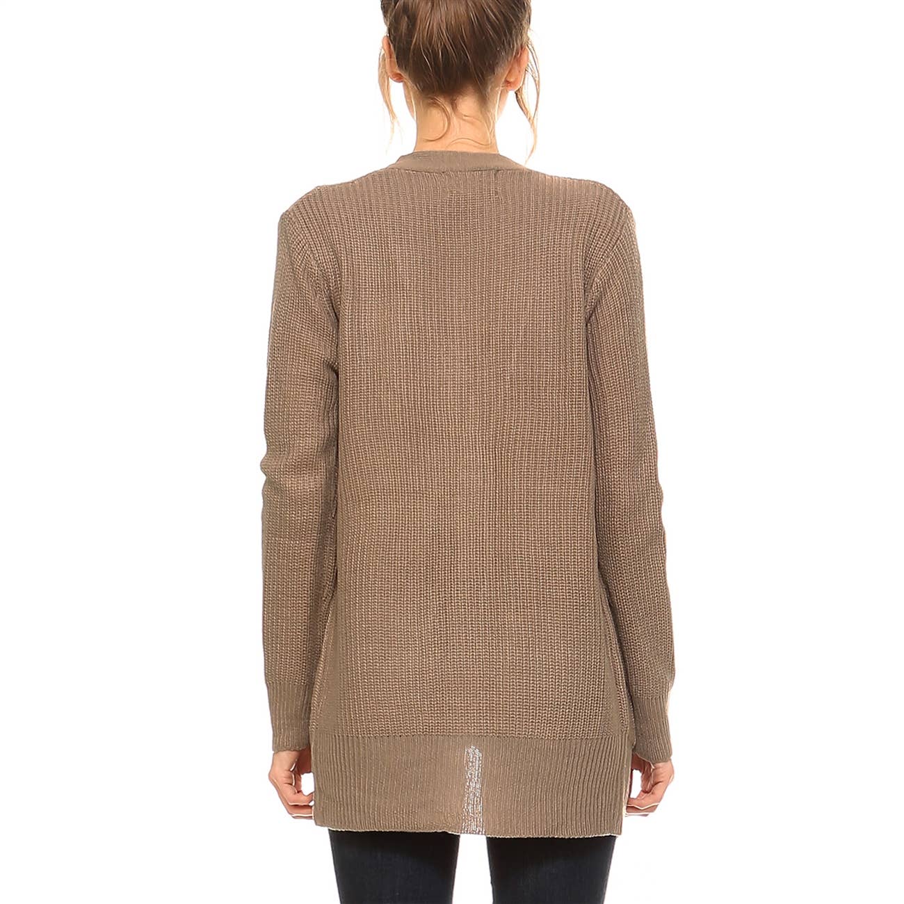 WOMENS OPEN FRONT LONG SLEEVE KNITTED CARDIGAN