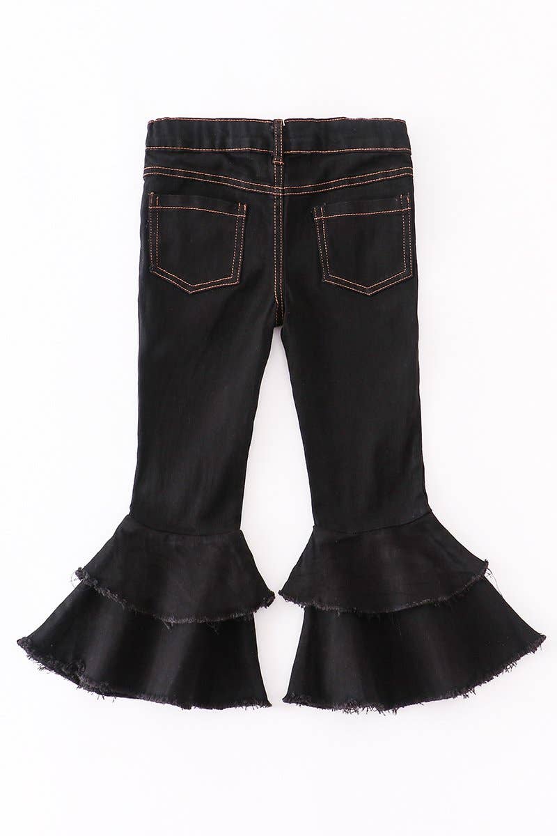 Black double layered denim jeans