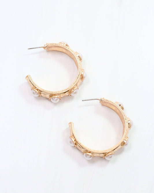Frazee Pearl Hoop Worn Gold: Default