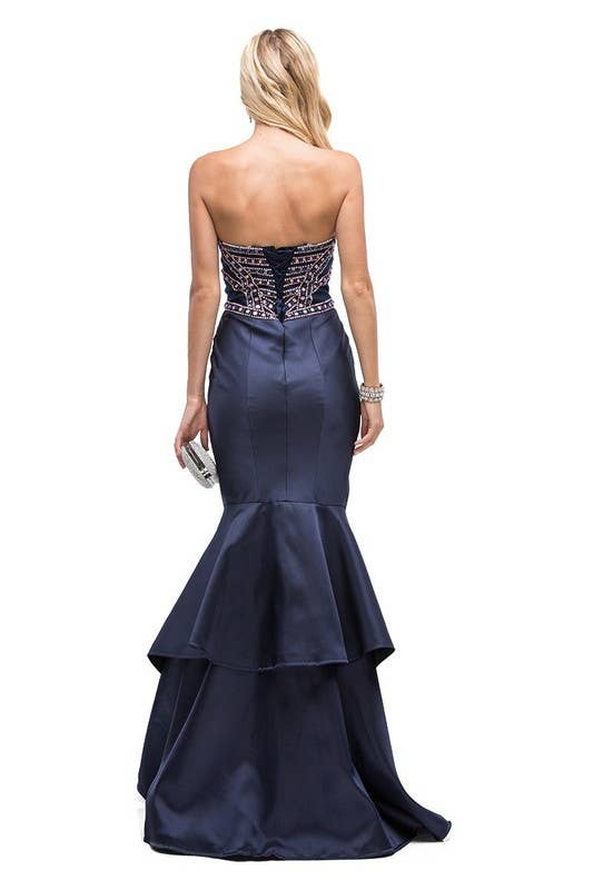 Champagne Straight Neckline and Mermaid Skirt ~ Small