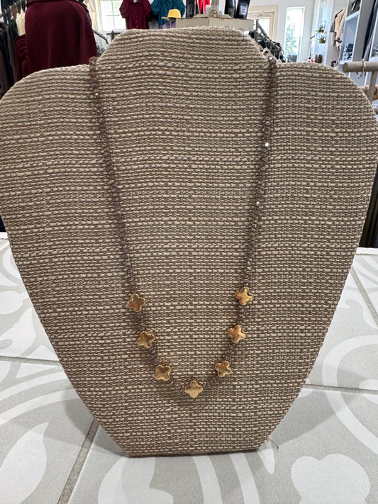 Faceted Bead Quatrefoil Necklace