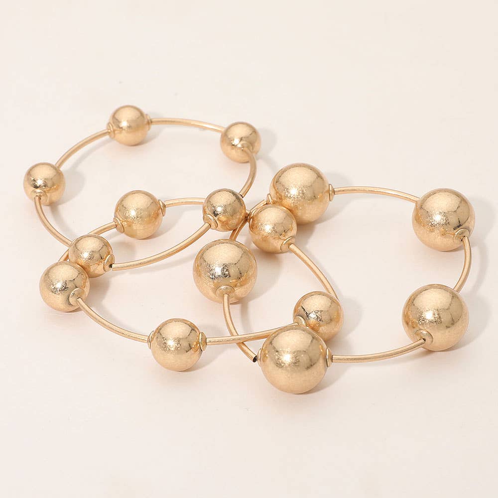 3PCS - Metal Ball Station Stretch Bracelets