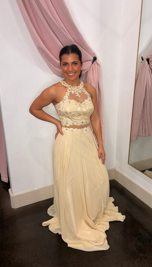 Sheer Waist Detail Prom Dress ~ Small