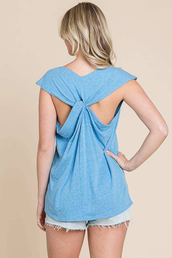 Cowl Neck Twist Drape Back Tank Top