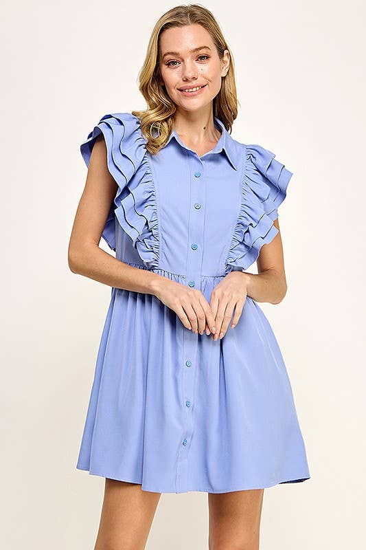 Camille Ruffle Button Down Dress