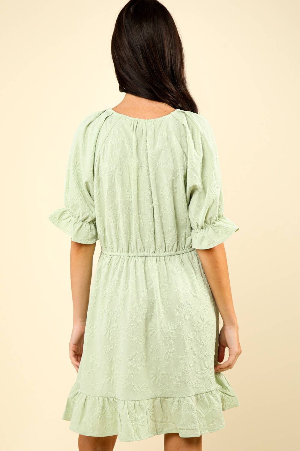 Floral Textured Woven Mini Dress
