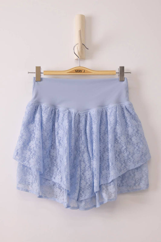 Double Layered Hem Lace Activewear Shorts