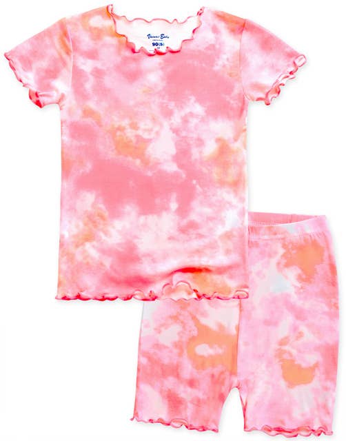 Tie Dyeing Neon Pink Orange Short Sleeve PJs