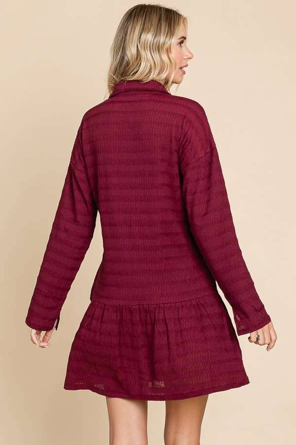 LSLV BUTTON DOWN TIERED TUNIC SHIRT