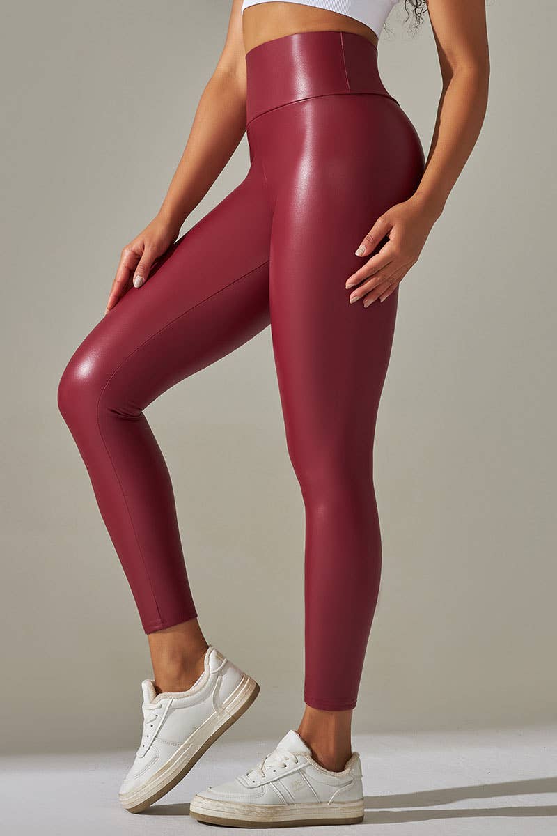 High waist faux matt leather skinny leggings