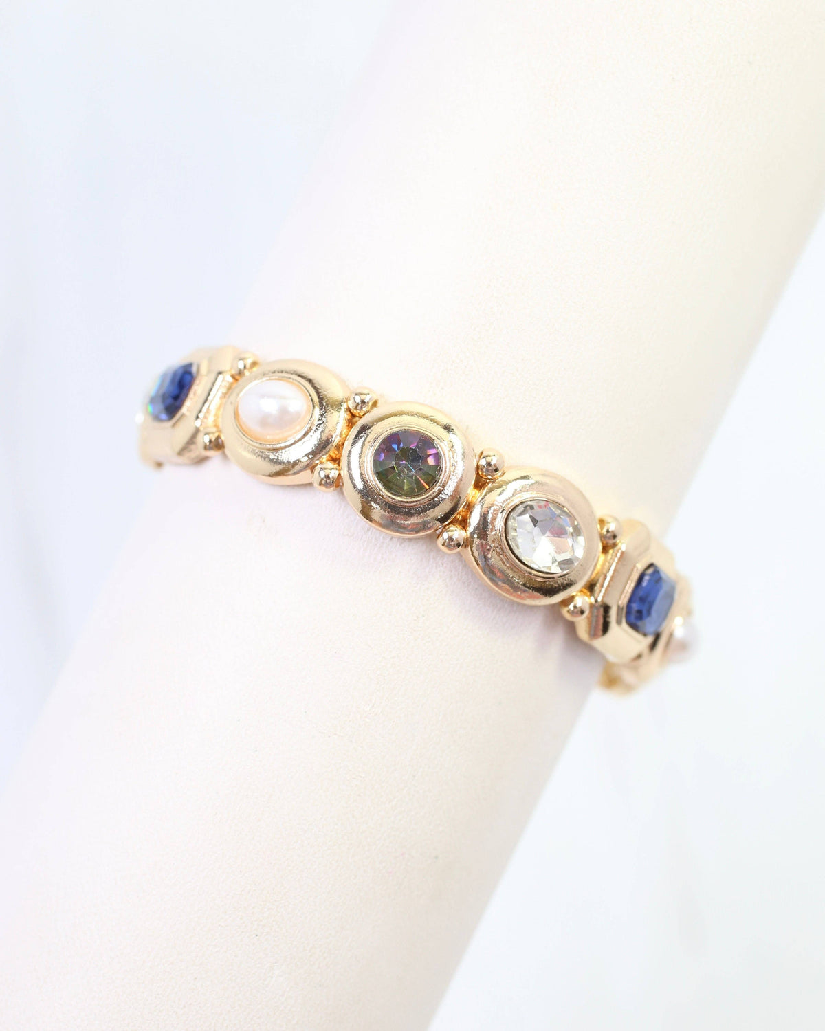 Nadia Gem Stone Stretch Bracelet Blue Multi