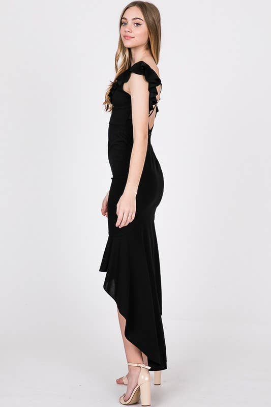 Casual Hi-Low Fishtail Midi Dress