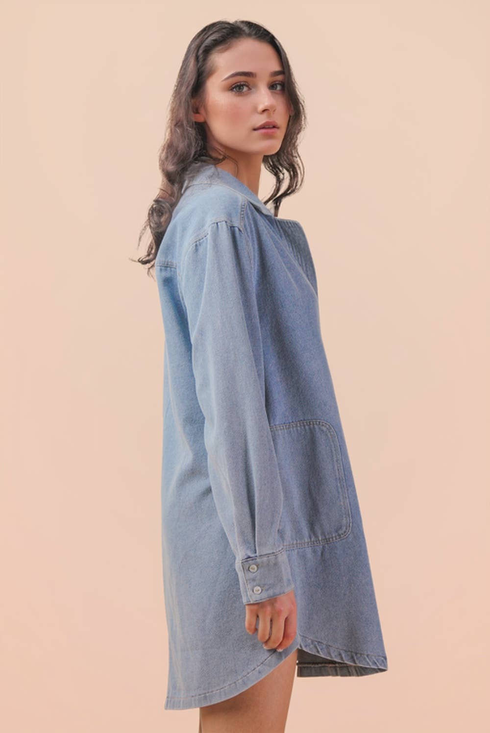 Mineral Washed Mini Shirt Dress