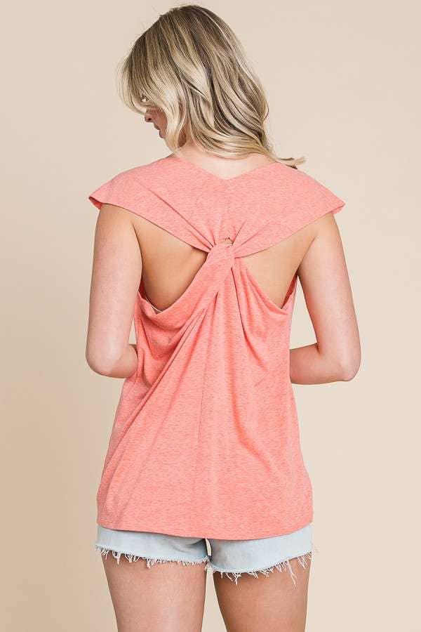 Cowl Neck Twist Drape Back Tank Top